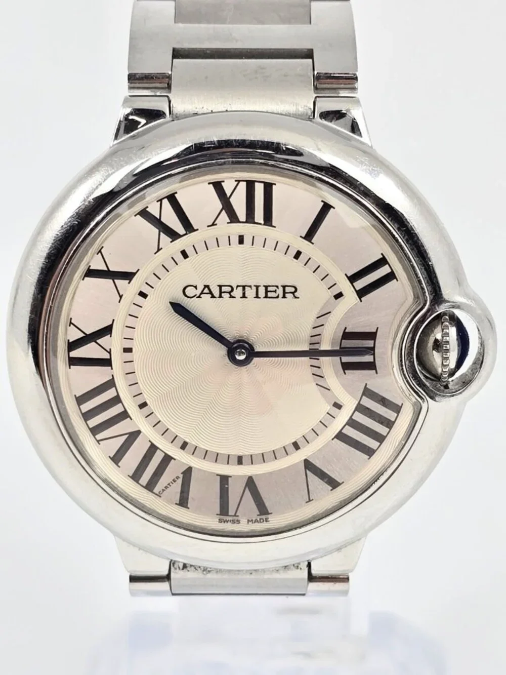 Cartier Ballon Bleu Roman Numeral 36mm Quartz Stainless Steel Wrist Watch 3005